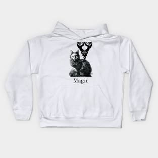 Magic Black Cat - Black Outlined Version - Magic Quote Kids Hoodie